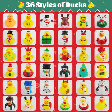 Fudragtn 36Pcs Christmas Rubber Ducks In Bulk, 2 Inch Mini Christmas Ducks Bath Toys For Kids Boys Girls, Holiday Rubber Ducks F