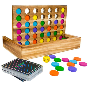 Therapy U Connect More - Multiplayer Social Skills Game, Wood, 4 in a Row, 6 Players, Green, Orange, Purple, Blue, Pink