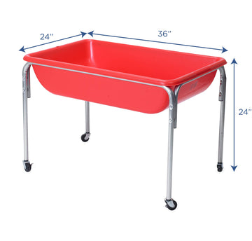 Children'S Factory 24'' Large Sensory Table, Portable Sandbox, Water Table For Kids, Red