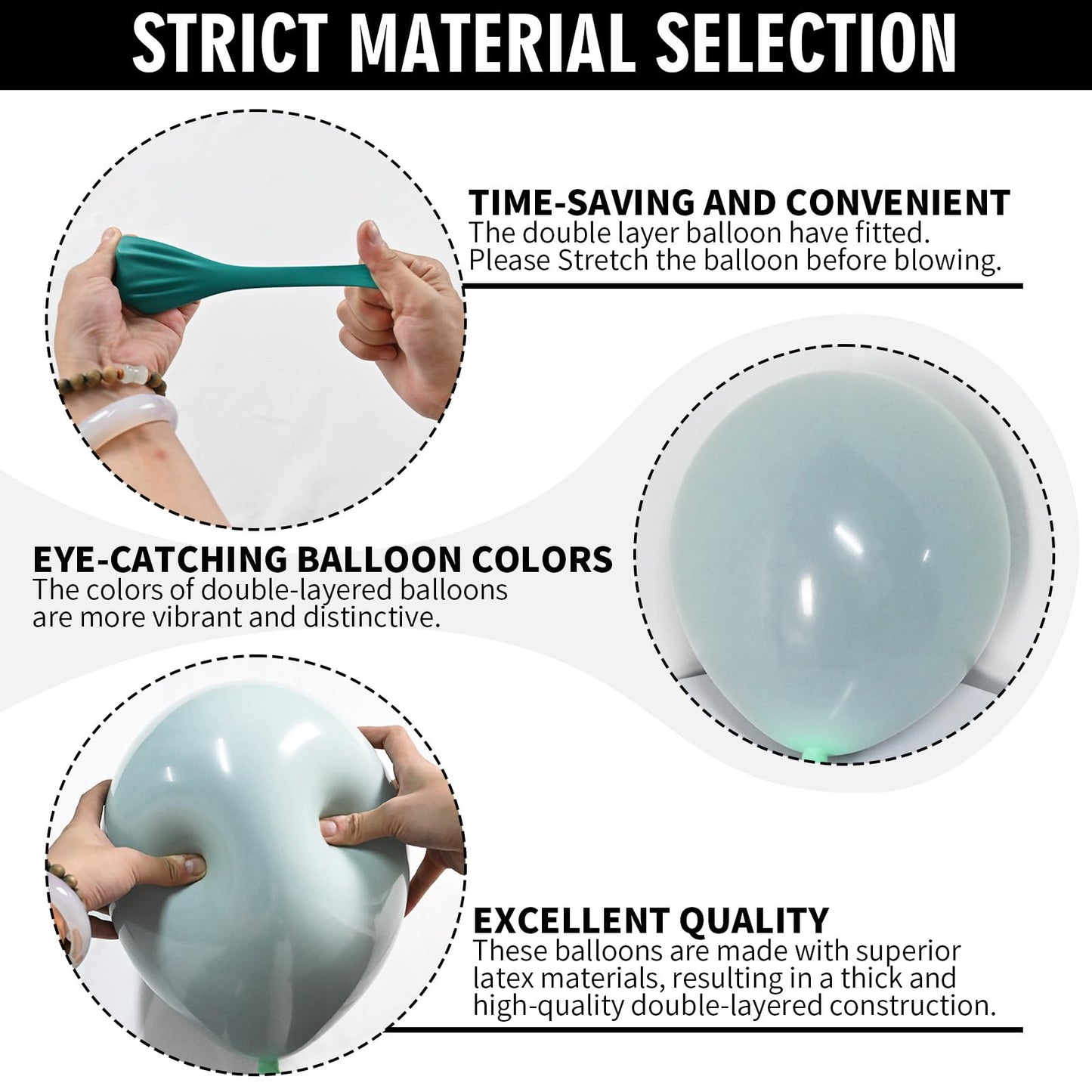 Sage Green Balloons Double Stuffed, 50Pcs Avocado Pastel Green Party Balloons, Eucalyptus Olive Green Latex Helium Balloons Retr