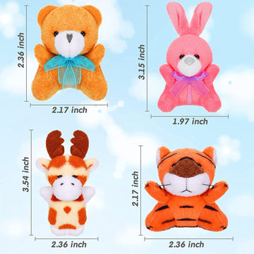Skylety 50 Pcs Mini Stuffed Animals Bulk Cute Safari Jungle Small Plush Animals Toy Set Tiny Plush Keychain Decoration For Easter Party Favor Carnival Classroom Prizes(Cartoon Animals,Bright Color)