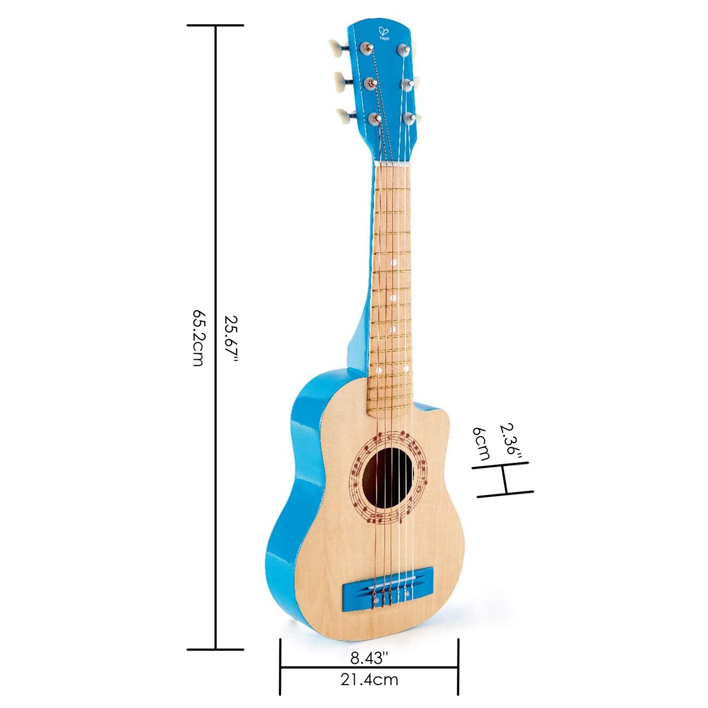 Hape 26 Inch Kids Guitar Toy - Beginner Wooden Musical Instrument, Blue, Model E0601, 4 Tunable Strings, Perfect for Young Musicians
