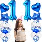 Huture 11 Birthday Party Supplies Blue Number 11 Foil Balloon Happy Birthday Banner Kit 11Th Birthday Decoration White Blue Late