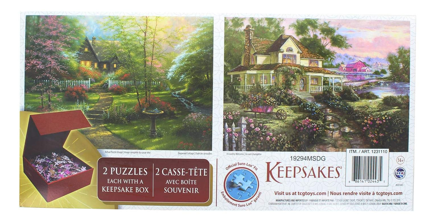 Keepsakes 2 Puzzles 1000 A Country Welcome & Dogwood Cottage