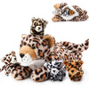 Silipull 5 Pcs Cheetah Stuffed Animals for Kids Large Mommy Cheetah Plush with 4 Baby Leopard Plush Toys in Tummy for Girls Boys