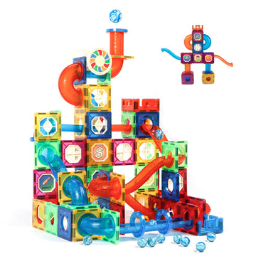 Magblock Magnetic Tiles 176Pcs Marble Run Race Track Toy Set Stem Educational Building Blocks Child Brain Development Kit Magnet Construction Toys For Boys Girls Kids Age 8 9 10+ Years Old