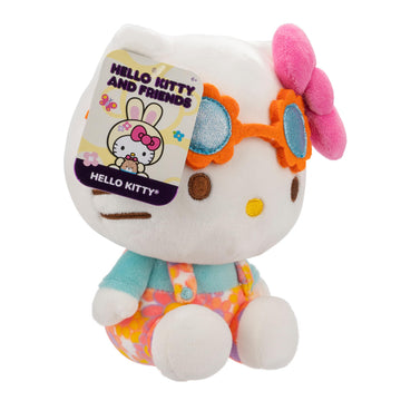 Hello Kitty And Friends Easter 8' Plush W/Flower Overalls & Sunglasses - Officially Licensed Sanrio - Soft Doll Stuffed Toy Figure - Basket Stuffer Gift For Kids, Girls, Boys - 2+