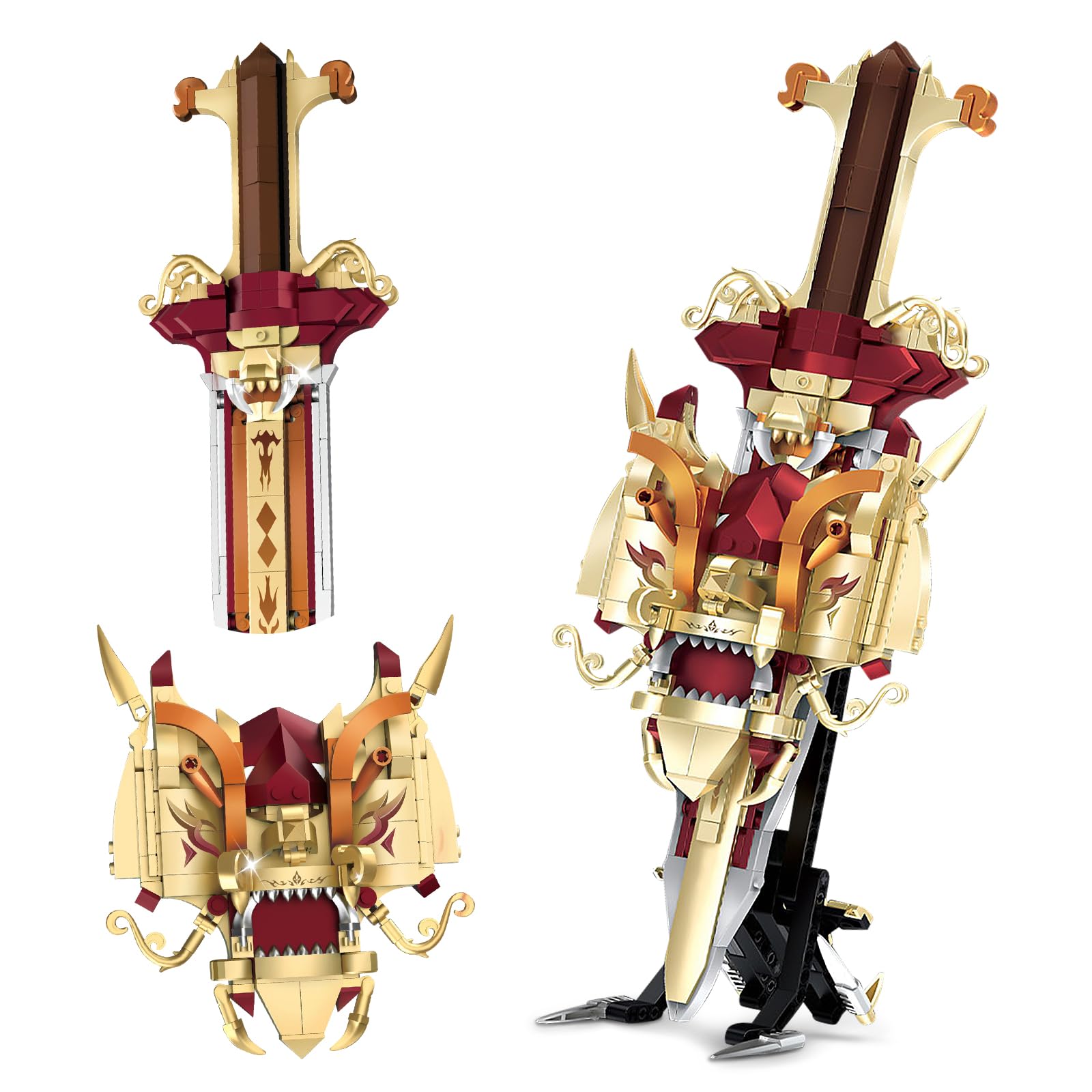Finger Rock King Arthur's decorative replica blade Building Blocks Set for mature-themeds Legendary decorative replica blade Building Kit with a Base for Display  502 PCS Classic Toy Weapon Model Collection Gifts for Teens Boys 10+