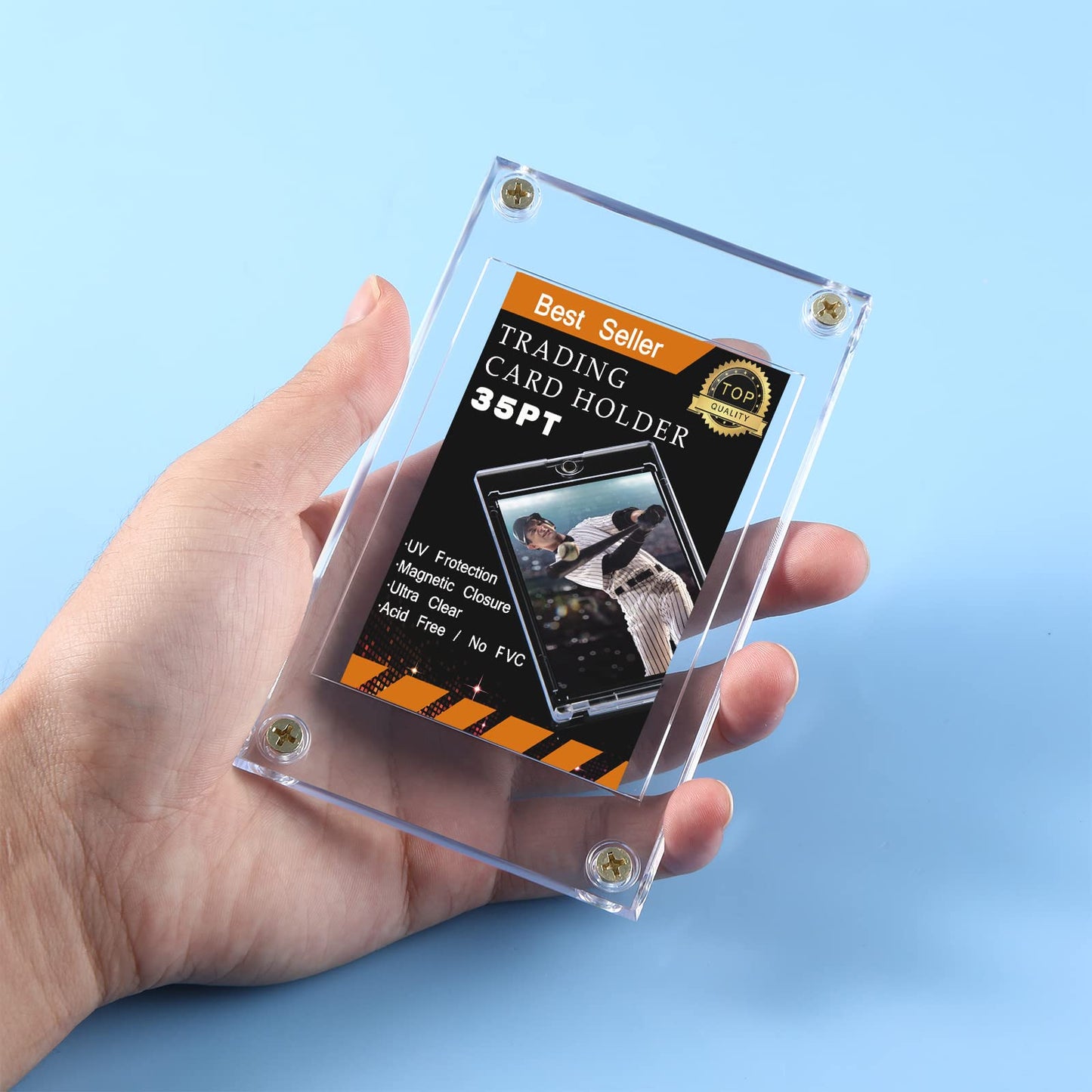 10 Pieces Trading Card Protector  Baseball Card Protector  35 PT Acrylic Screw Card Holder Clear Display Card Protector for Baseball Football Sports Card Trading Cards Game Card Storage and Display