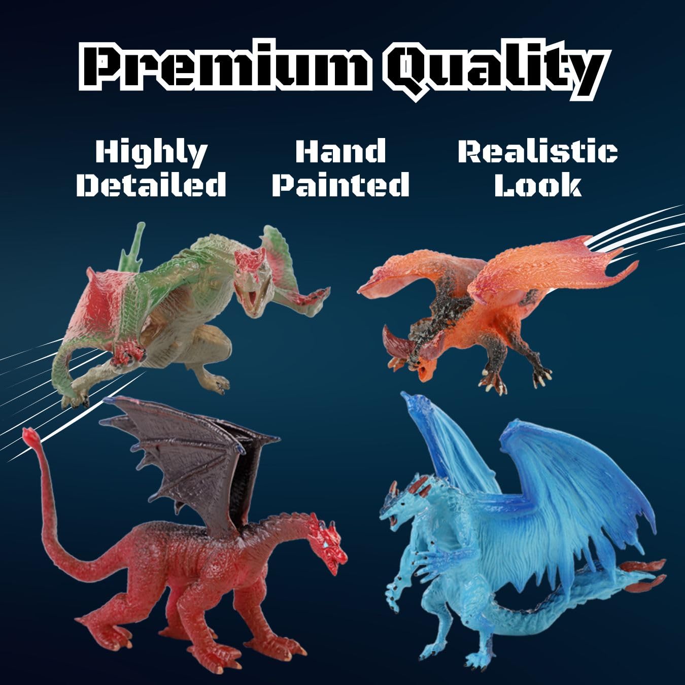 Liberty Imports 12 Pcs Dragon Toy Figures, 5" Hand Painted, Assorted Designs, Multicolor, Ideal for Kids Party Favors & Cake Toppers