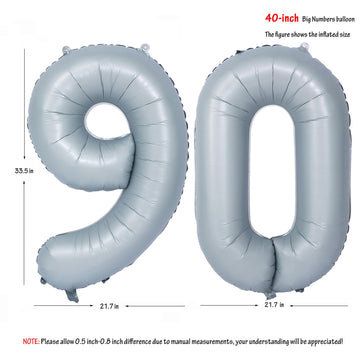 40 In Matte Gray Number Balloons Helium Foil Mylar Balloon Birthday Party Banquet Decoration 90
