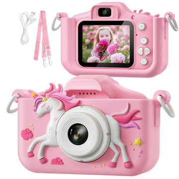 Upgrade Kids Camera Toys, Best Christmas Birthday Festival Gift For Girls Age 3-12, 1080P Hd Selfie Digital Video Toddler Camera