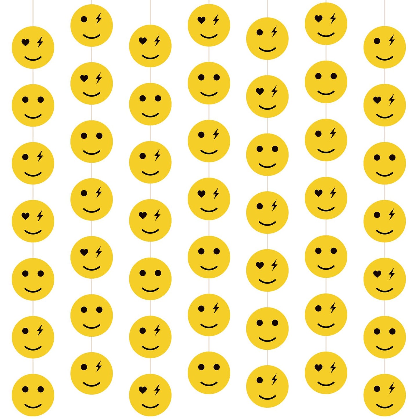 Sinload 8 Pieces Smile Face Party Decorations Yellow Smile Garland Banners Preppy Smile Paper Cutouts for One Happy Dude Birthda