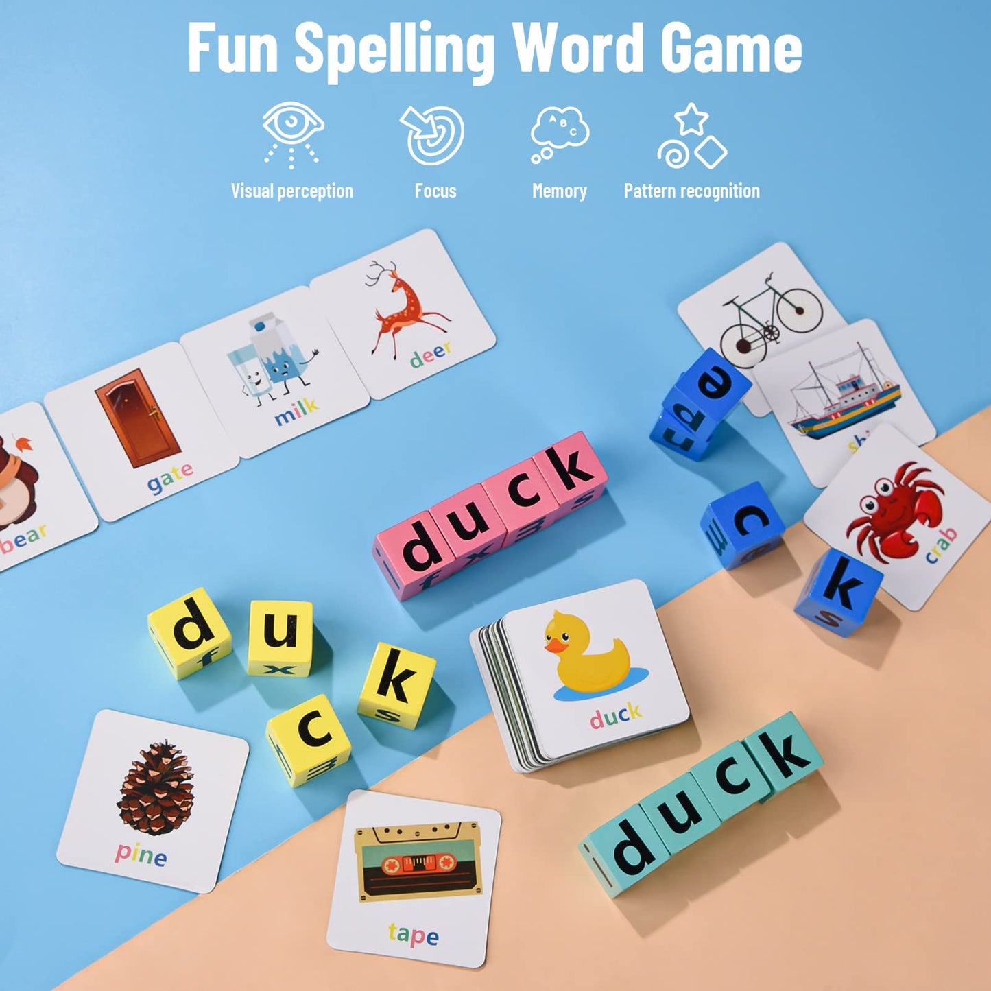 Dragonflydreams Wooden Blocks Spelling Game, Wooden Alphabet Puzzles Blocks, Matching Letter Game Kids Toys Alphabet Spelling Game Toys Montessori Learning Toy Early, Learning Toys For Kids Ages