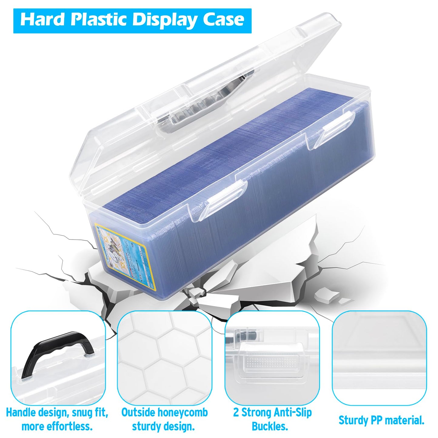 Sunezlgo Storage Box For Toploader, Trading Card Storage Box, Card Storage Box Plastic, Playing Card Case, Large For Toploaders 200 Cards 750, Fit For Toploader And Standard Card