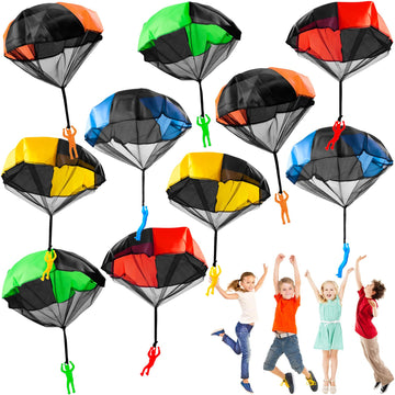 OJYUDD 10 Pack Parachute Toy for Kids Tangle Free Figures Parachute tossing Flying Toys Parachute for BoysGirls Indoor & Outdoor Gift Party Favors(5 Colors)