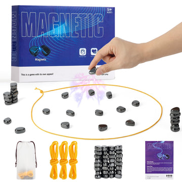 LHROZE Magnetic Chess Set with 32 Travel-Stones, Portable Storage Bag for Family Game Night, Indoor Outdoor Use, Ages 9+ - Black