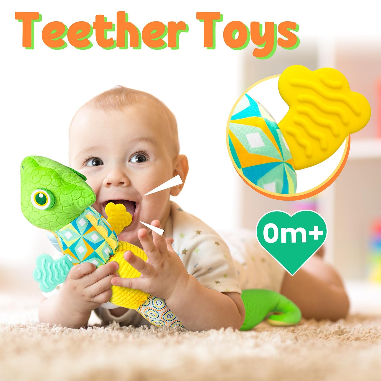 Lightdesire Baby Toys Musical Dinosaur,Infant Stuffed Animal Toys With Crinkle And Rattles,Soft Sensory Toys With Textures For Tummy Time Newborn Boys Girls 0 3 6 12 Months(Green)