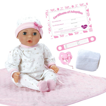 Adora Adoption Babies Collection, 16” Baby Doll With Complete 9-Piece Accessories Includes: Pacifier, Hospital Bracelet, Diaper And More! Birthday Gift For Ages 3+ - Baby Hope