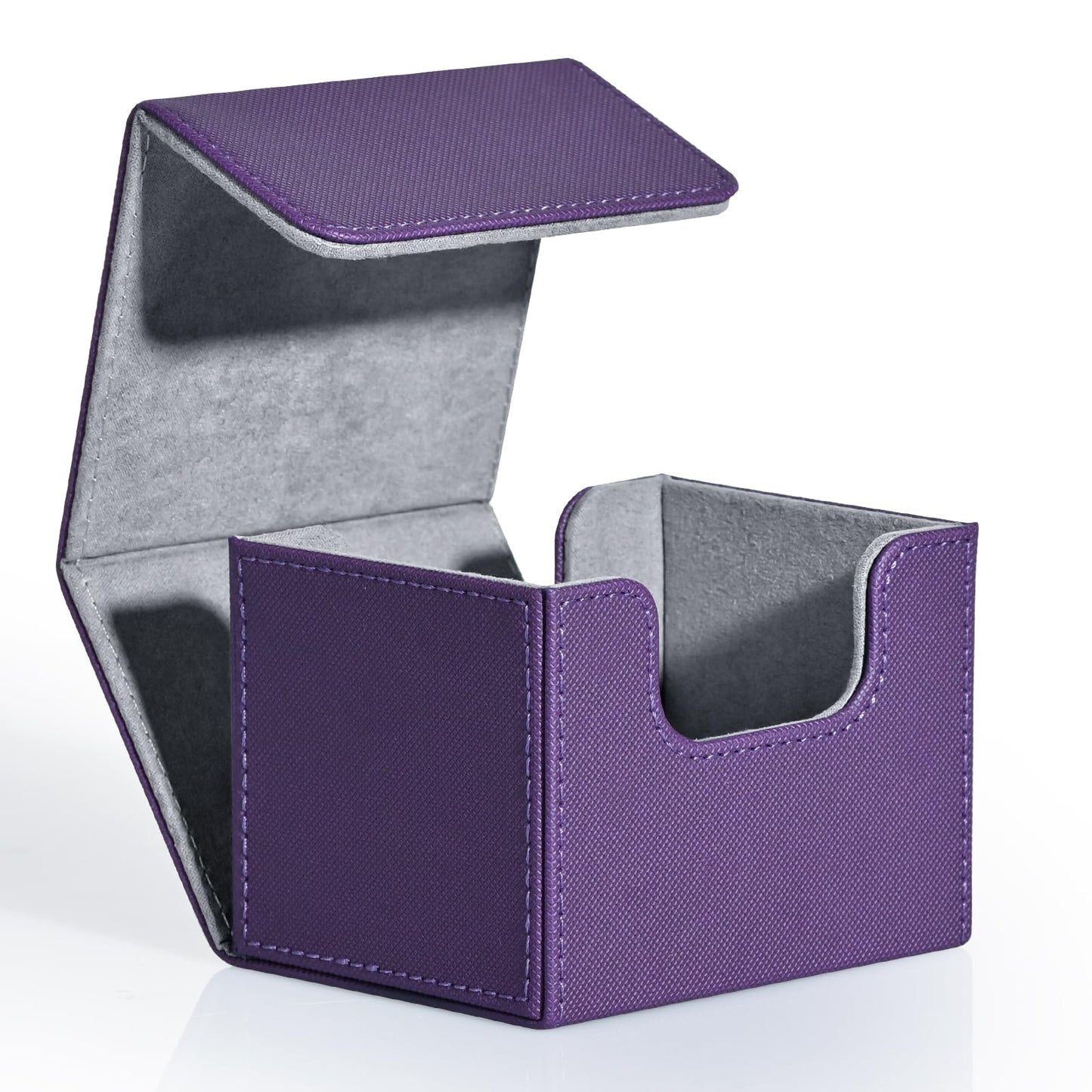 ZLCA Card Deck Box for Trading Cards  MTG Commander Deck Box Holds 120+ Single Sleeved  Leather Magnetic Card Storage Case Fits for TCG CCG Magic (Purple)