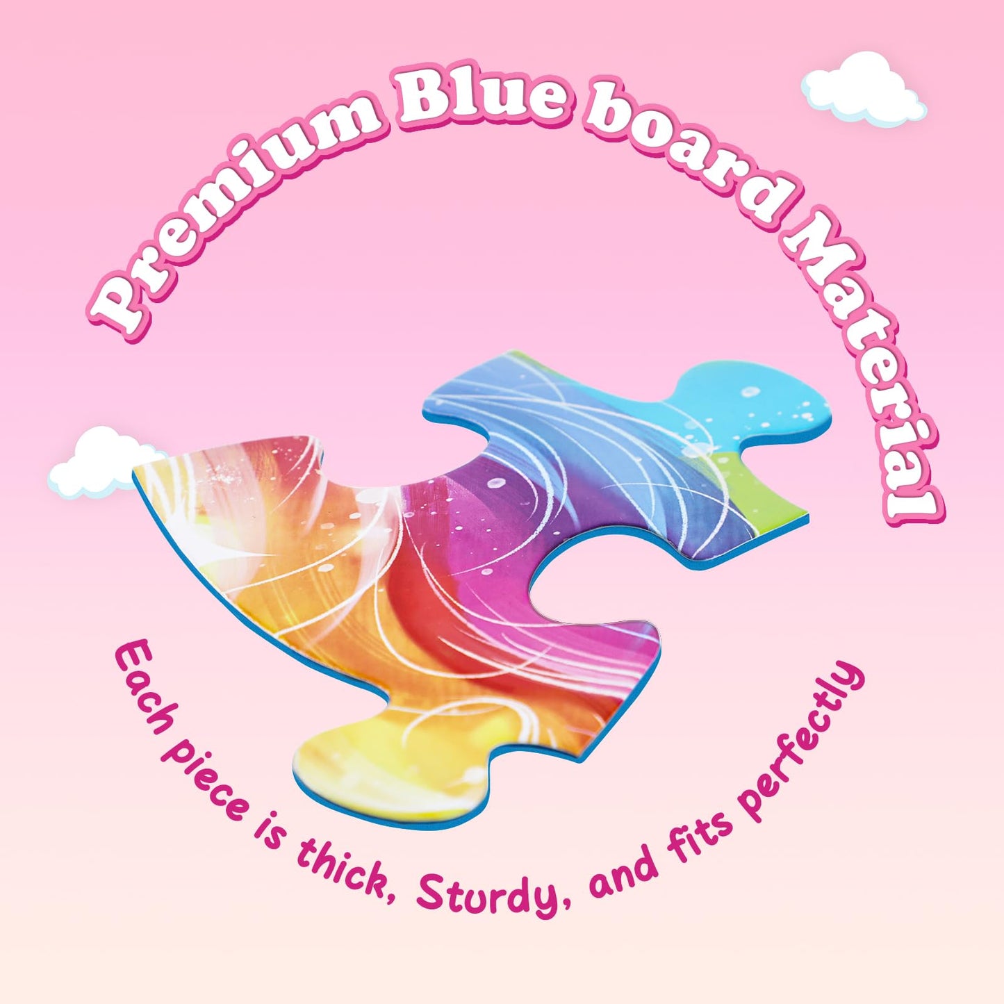Unicorn Floor Puzzles For Kids Ages 4-6 & 3-8, Unicorn Toys For Girls Age 4-6, 45-Piece Blue Cardboard Shimmery Jigsaw Puzzles F