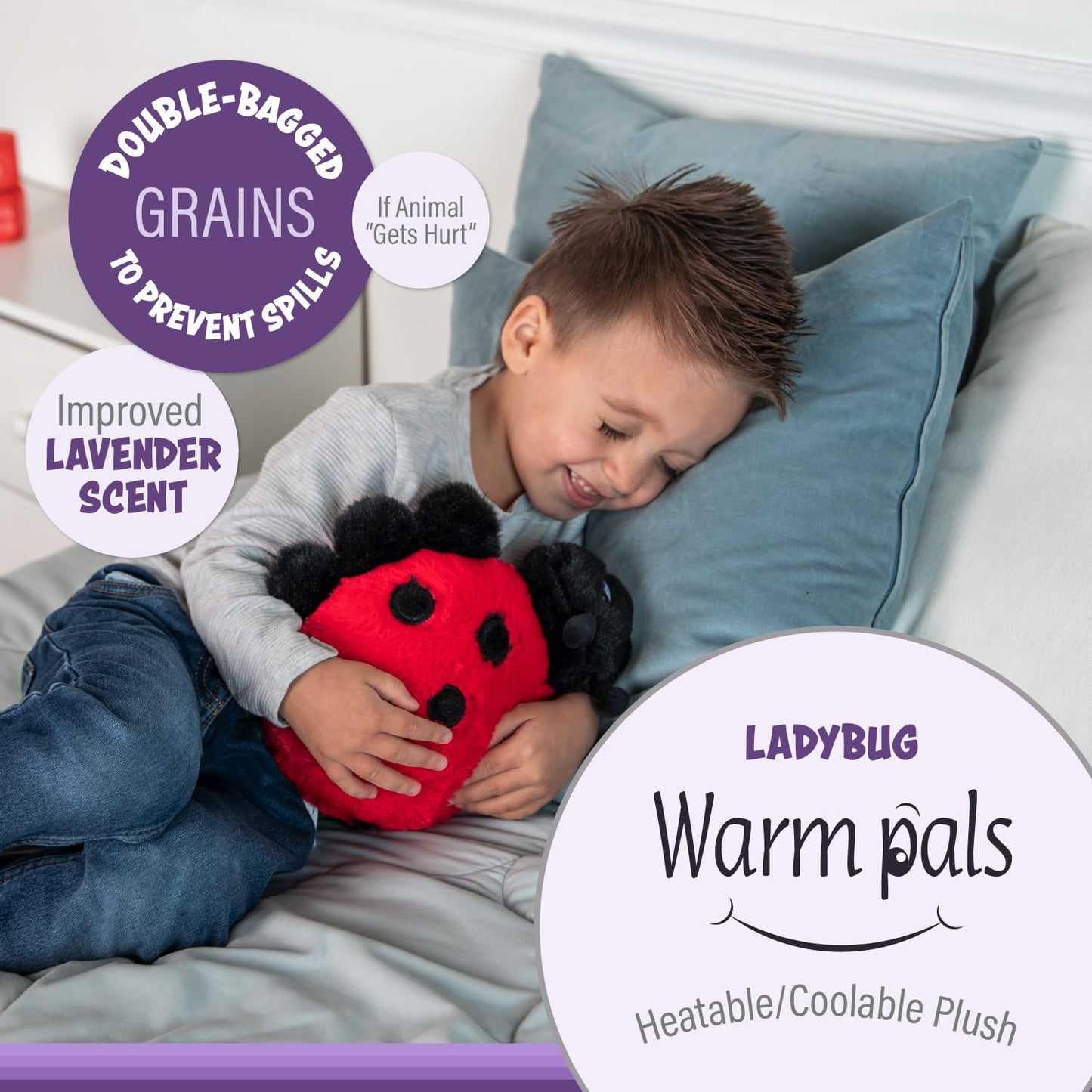 1I4 Group Warm Pals - Ladybug - Cozy Lavender Scented Plush Toys - Stuffed Animal - Coolable Bedtime Comfort Plushie