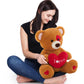 Maogolan Giant Teddy Bear Plush Toy, 51   Large Bear Stuffed Animal With Red Heart Pillow For Special Day Sweet Romantic Anniver