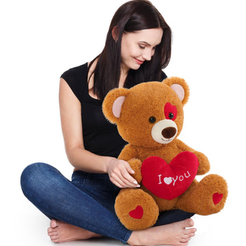 Maogolan Giant Teddy Bear Plush Toy, 51   Large Bear Stuffed Animal With Red Heart Pillow For Special Day Sweet Romantic Anniver