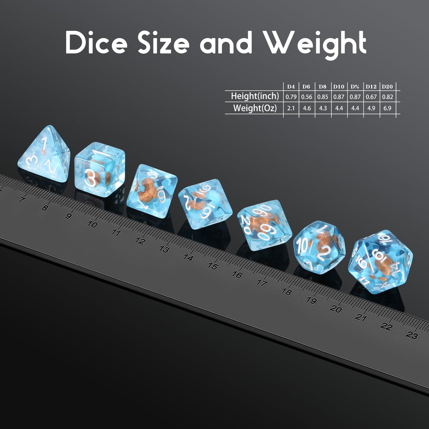 D&D Dice Set Dndnd 7Pcs Resin Dungeons And Dragons Dice Set With Gift Velvet Bag For Dnd Role Playing Games And Tabletop Games(T