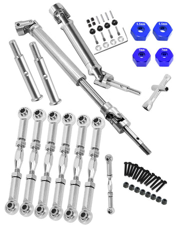 hopsupRC CVD Upgrades Part for 1/10 Slash/Rustler/Stampede/Hoss 2WD,Stainless Steel Rear Drive Shaft CVD & Front Axles,Alloy Alu