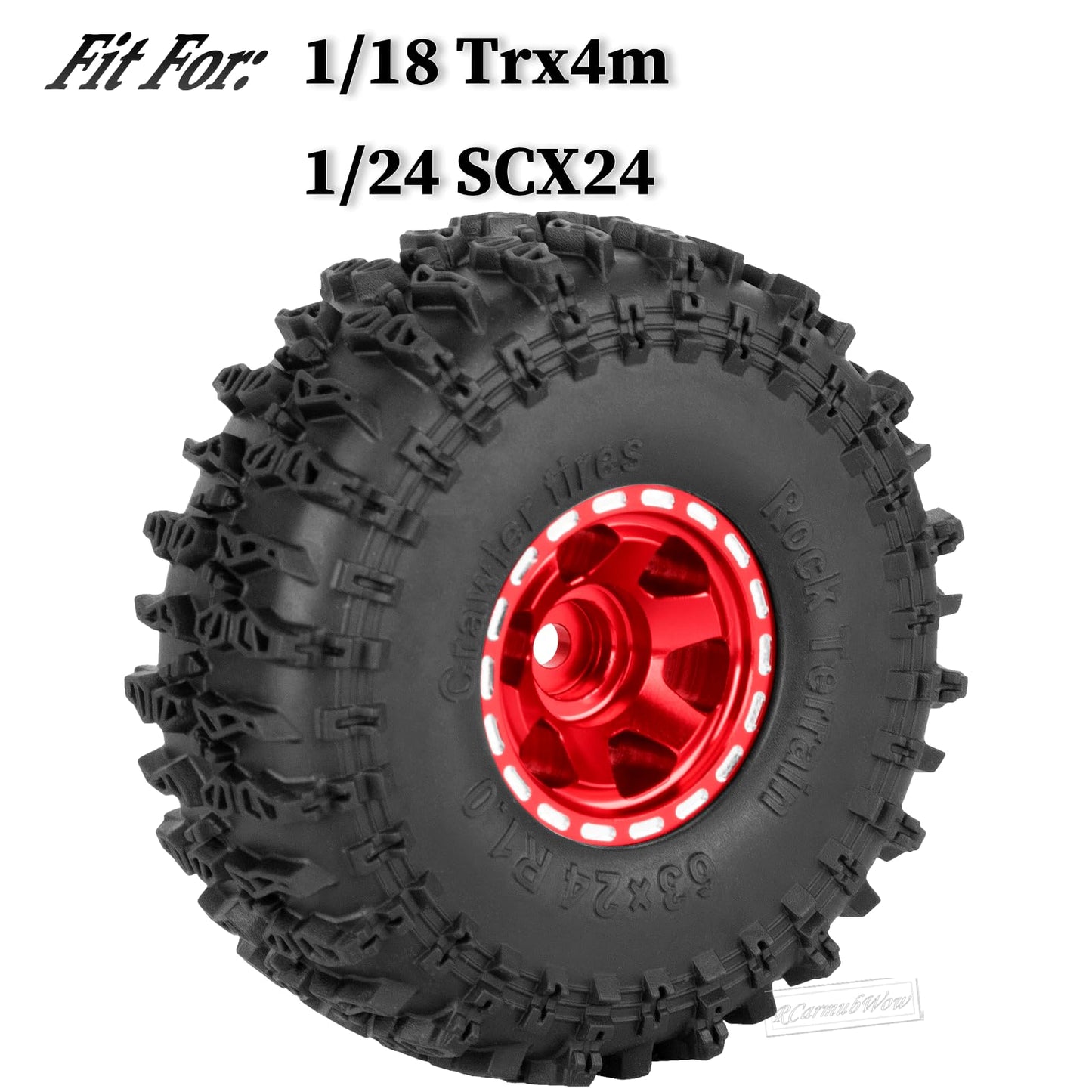 Rcarmubwow 1.0 Beadlock Wheel Tires Set For 1/24 Axai1 Scx24,1/18 Trx4M Rc Crawler Car,1.0 Beadlock Wheels 1.0 Beadlock Tires Rc