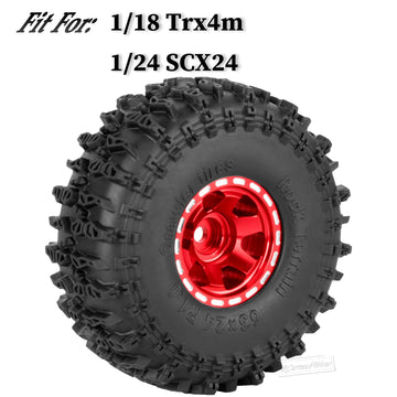 Rcarmubwow 1.0 Beadlock Wheel Tires Set For 1/24 Axai1 Scx24,1/18 Trx4M Rc Crawler Car,1.0 Beadlock Wheels 1.0 Beadlock Tires Rc