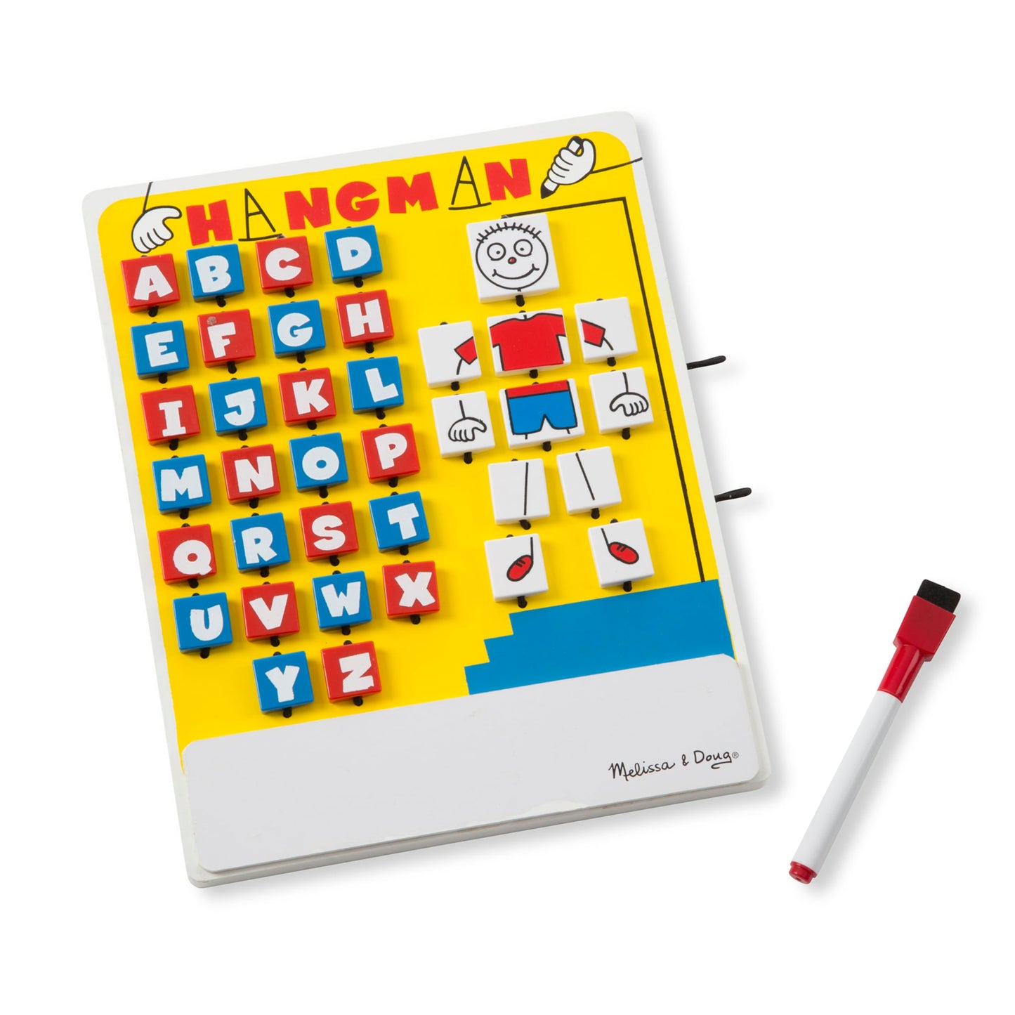 Melissa & Doug Travel Hangman Game - Whiteboard, Dry-Erase Marker, 11.7"x8.7"x1.4", Plastic, Model 2095