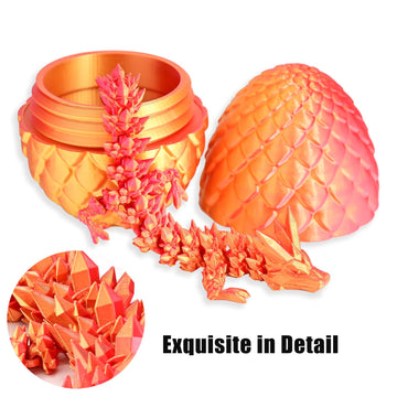 Locyfens 3D Printed Dragon Eggs With Dragon Inside, Articulated 3D Dragon Toys With 3D Dragon Eggs, Crystal Dragon Red Gold
