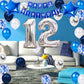 12Th Birthday Party Decoration For Boys, Happy Birthday Banner Blue Number 12 Birthday Balloons 12Th Birthday Latex Confetti Bal