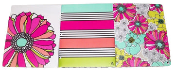 Studio C Carolina Pad Set Of 3 Poly Folders ~ Whimsical Flower (Large Flower Head On White, Colorful Patches Among Black And White Stripes, Floral Collage)