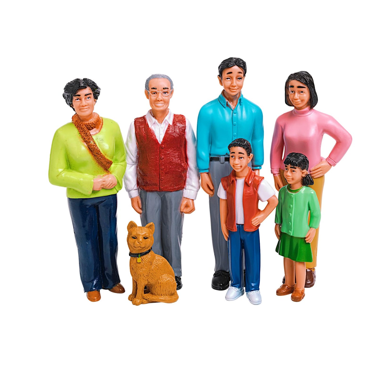 Excellerations Educational Multicultural Pretend Play Figurine Family Dolls Set of 4 Different ethnicities 28 Pieces Total for B