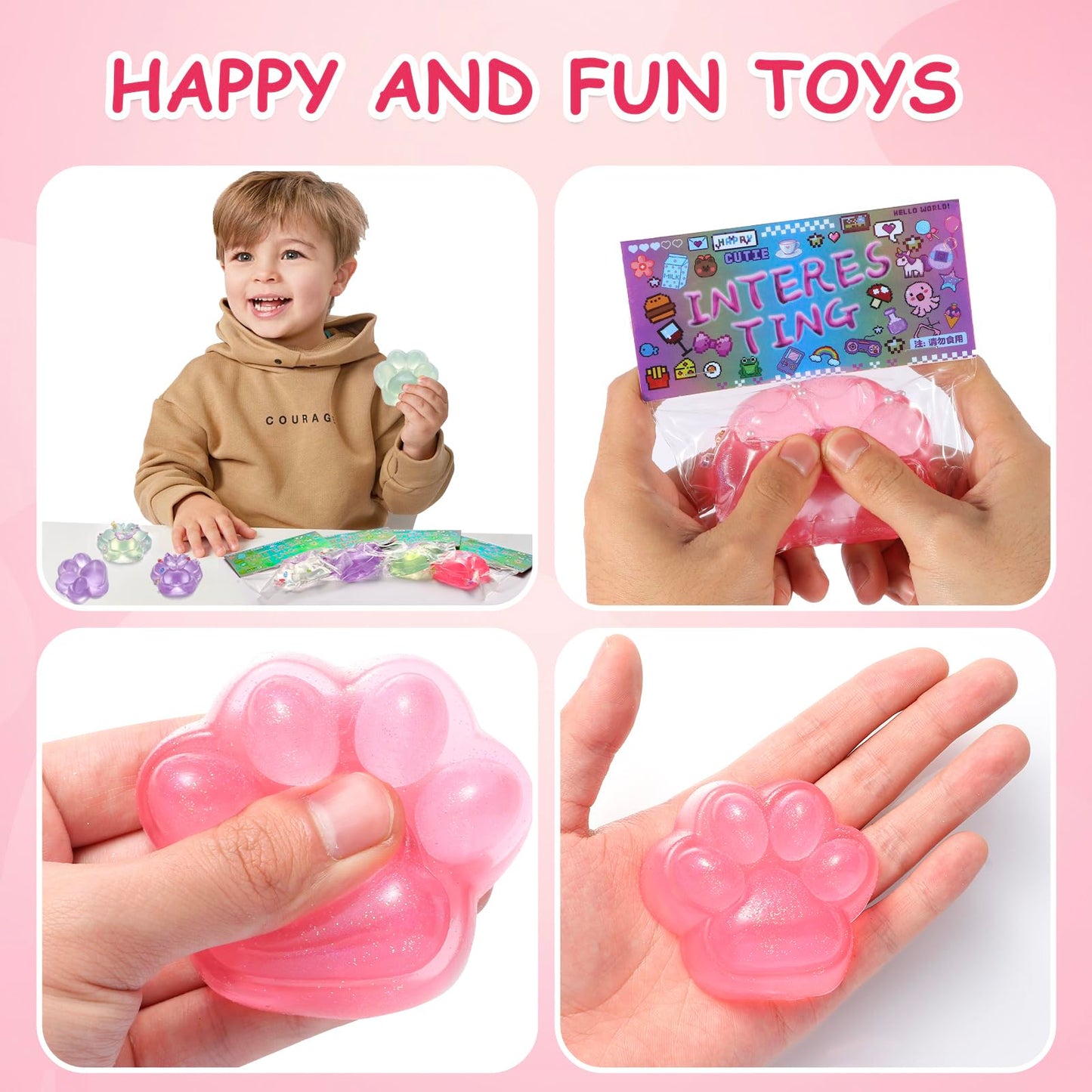 Taba Squishy Cat Paw Toys, 4Pcs Fidget Stress Relief Toys, Super Soft Sensory Toys Cute Kawaii Fufu Squishies Anxiety Relief Par