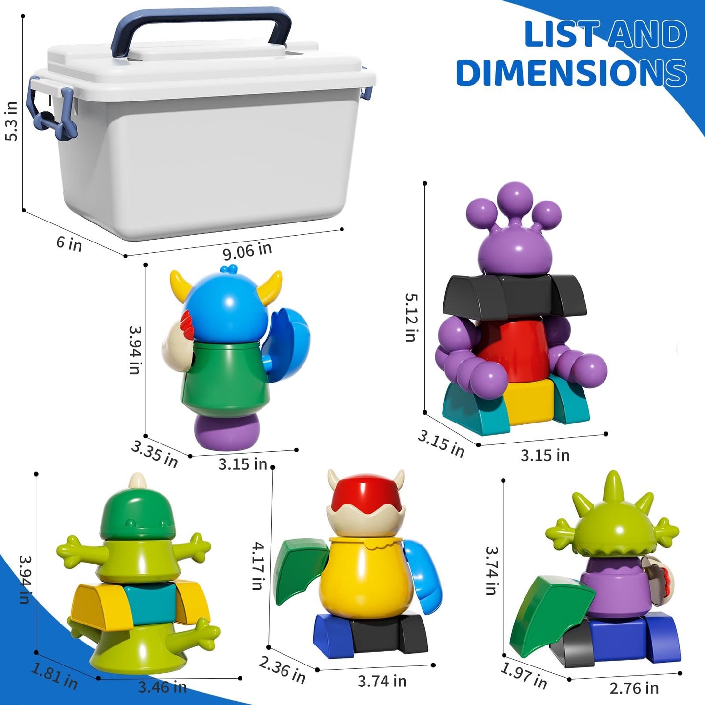 Mskoler Magnet Robot Toy For 3 4 5 6 7 Years Old Boys - Magnet Stacking Transform Toy For Kids With Storage Box, Gifts 3 4 5 Yea