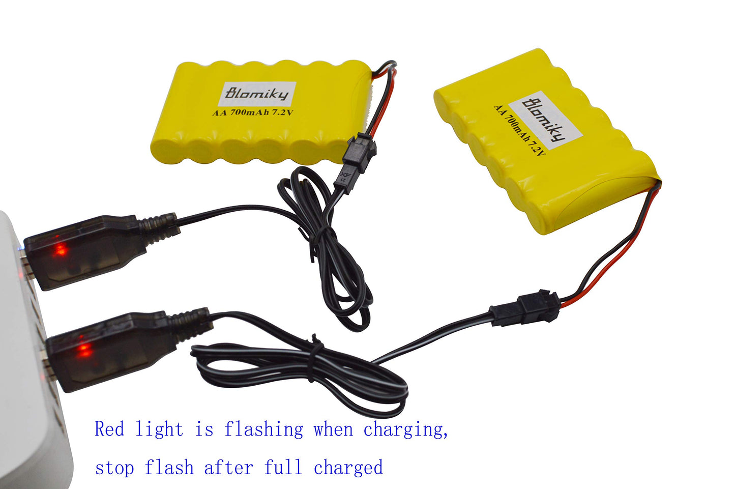 Bloimky 2 Pack 7.2V 700Mah Nicd Aa Battery Pack And Usb Charger Cable For Old Version 15 Channel 2.4G Huina 1550 550 Rc Excavato