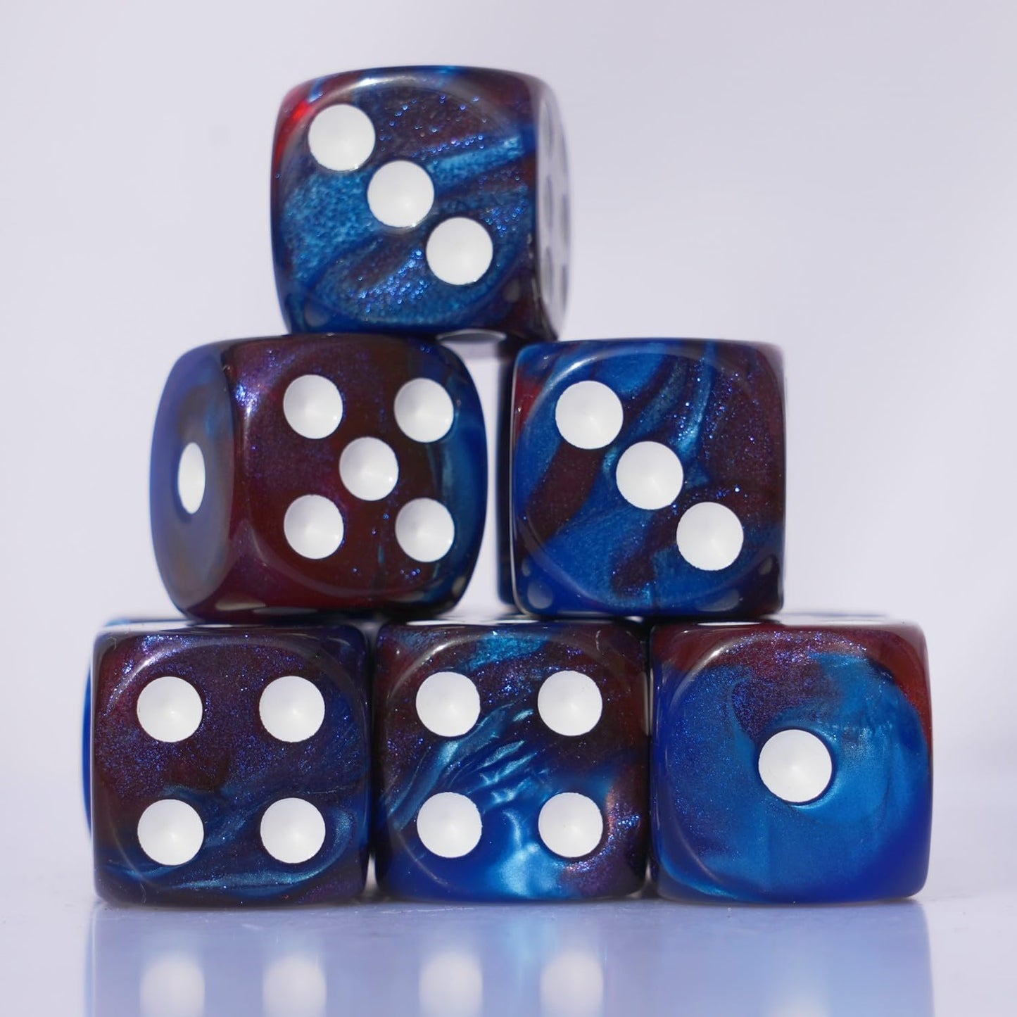 10 Pc D6 Dice 16Mm Acrylic Dice Set For Rpg Mtg Dnd Dice Table Games And Board Games (Coffee + Blue)