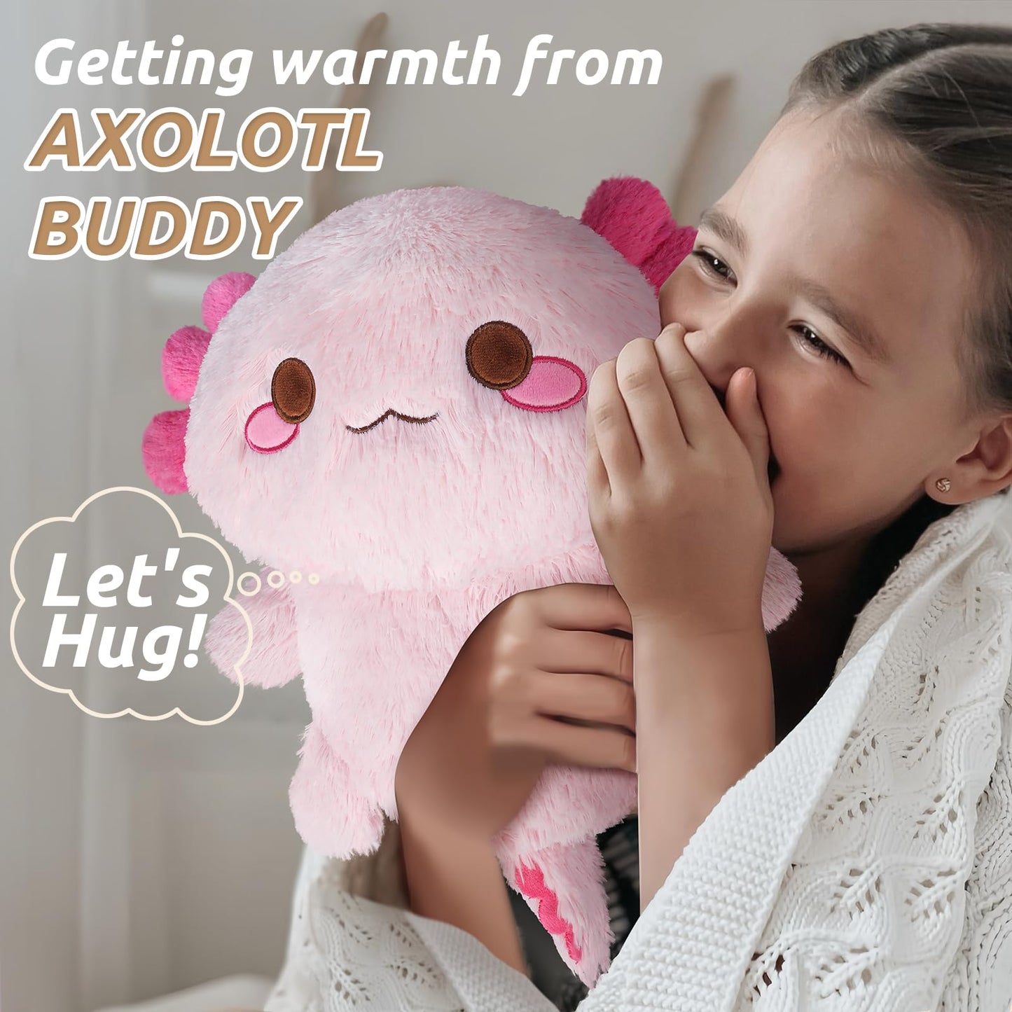 Cuckool Pink Axolotl Stuffed Animals, Microwavable Stuffed Animals Heating Pad For Cramps, Pain Stress Relief, Heatable & Coolab