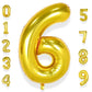 Aule 40 Inch Big Gold 6 Balloon Number Large Foil Helium Number Balloons 0-9 Jumbo Giant Happy 6Th Birthday Party Decorations Fo