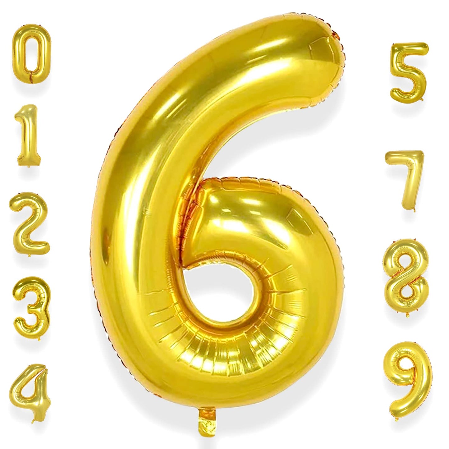 Aule 40 Inch Big Gold 6 Balloon Number Large Foil Helium Number Balloons 0-9 Jumbo Giant Happy 6Th Birthday Party Decorations Fo