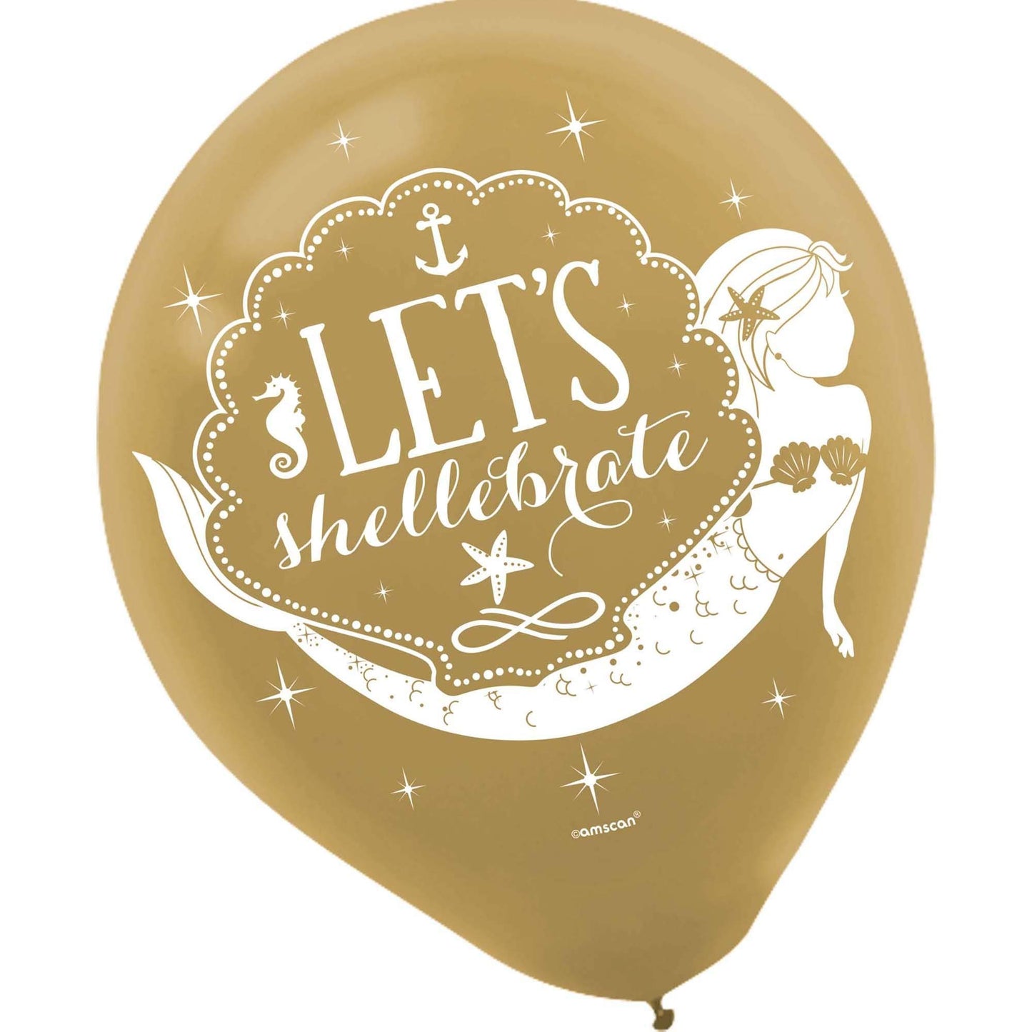 Amscan Mermaid Wishes Printed Latex Balloons, Multi Color, 12