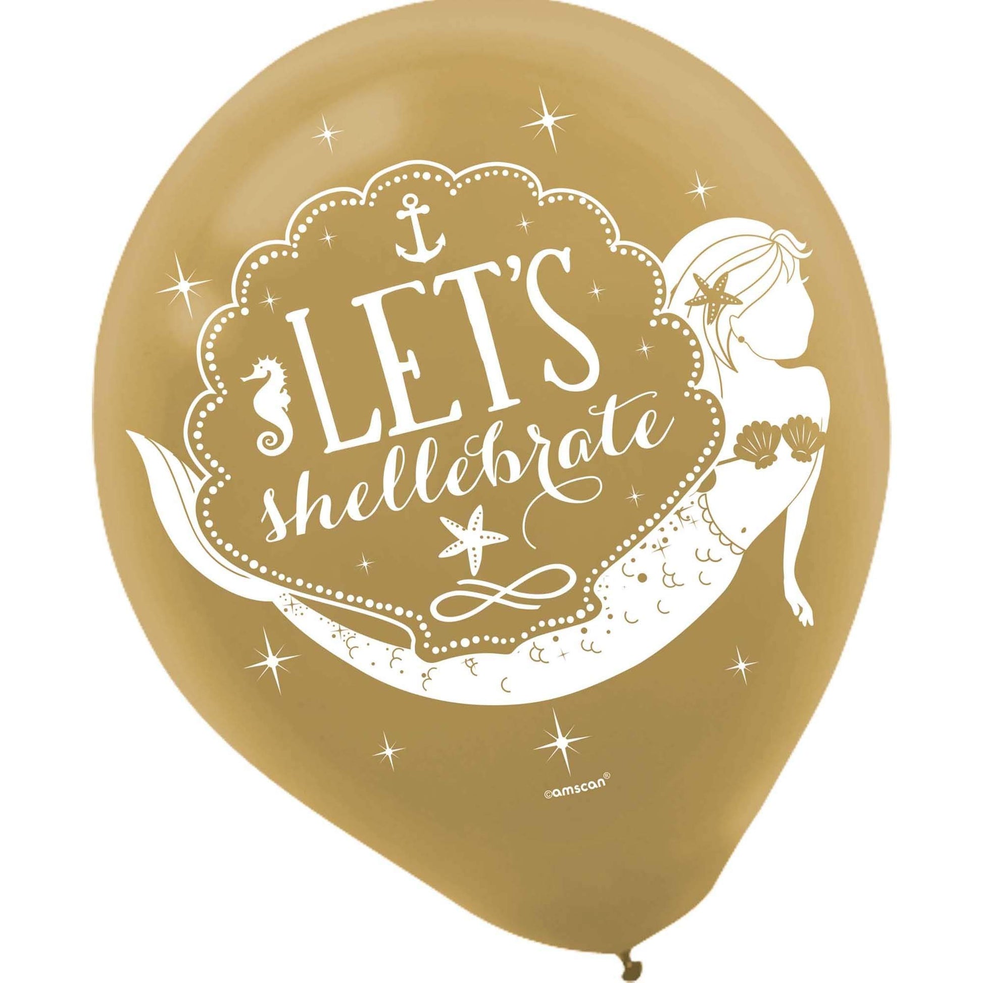 Amscan Mermaid Wishes Printed Latex Balloons, Multi Color, 12