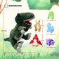 JDS Toy Store Handcrafted Plush Big Green T-Rex Stuffed Dinosaur with 6 Baby Dinosaurs - 19.6 Inches - Faux Fur