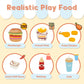 WOODENFUN Pretend Play Food Set for Kids,Wooden Fast Food Playset with Tray Hamburger Cola Fries Combo,Play Kitchen Accessories