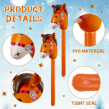 Chivao 12 Pieces Inflatable Stick Horse For Kids Horsehead Stick Balloon Cute Horse Sticks Inflatable Horse Cowgirl Party Decorations For Horse Themed Birthday Party Baby Shower (Fresh Style)