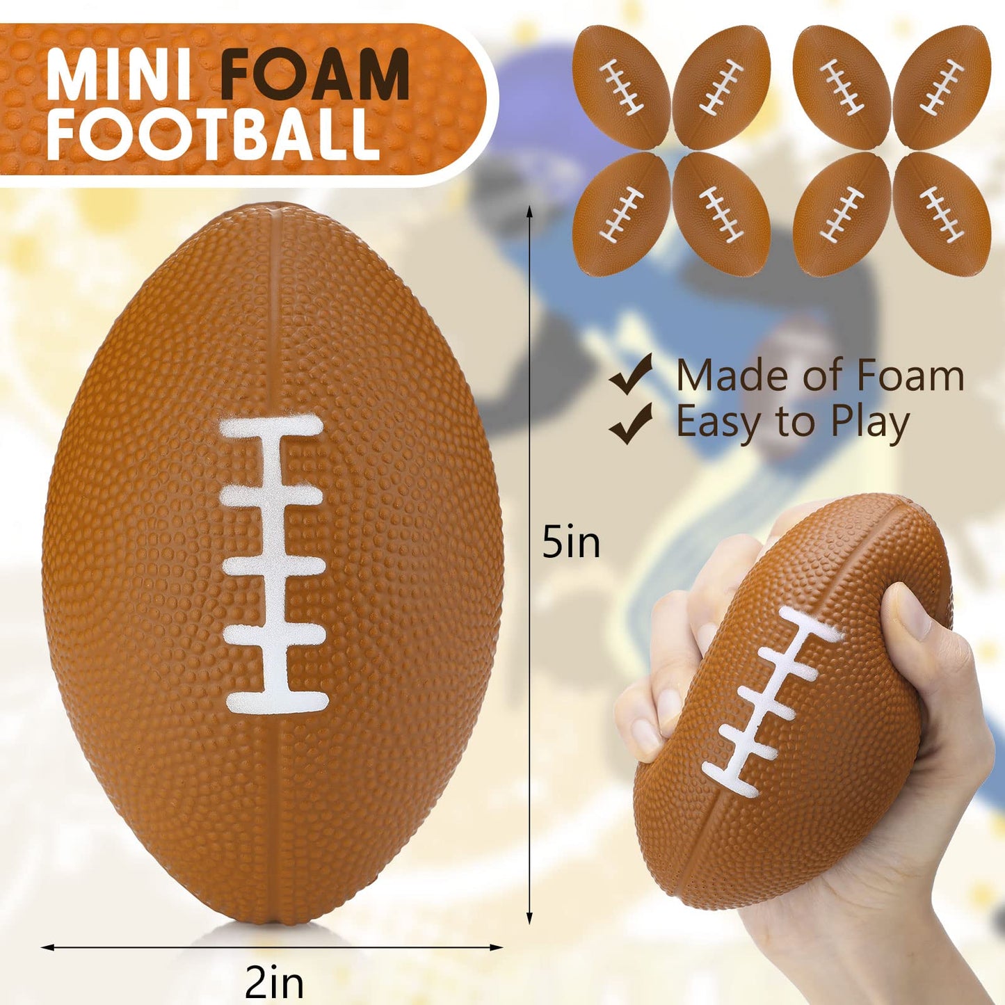 Jerify 24 Pack Foam Footballs 4.72 Inch Bulk Mini Spiral Football Toys Easy Grip Waterproof Small Soft Emulation Foam Footballs